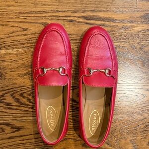 Red Leather Horsebit Loafers by Alfonsi Milano